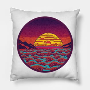 Trippy Ocean Sunset Pillow