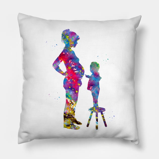 Pregnant mom with son Pillow by erzebeth