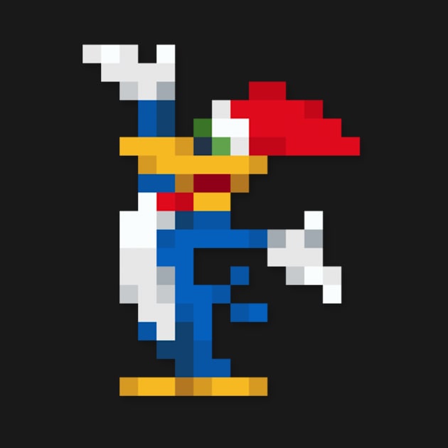 Woody Woodpecker low-res pixelart by JinnPixel