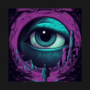 Blue and Purple Eyes Artwork Captivating Abstract Vision T-Shirt