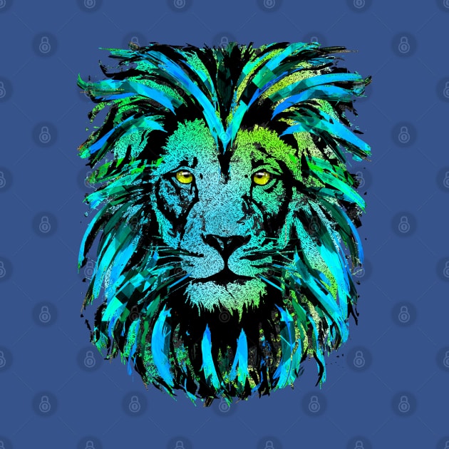 Bluish Grey Lion Head - Lion Portrait - Tigazprint by BigWildKiwi