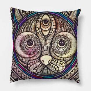 Luna Cat Mandala Art Pillow