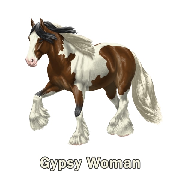 Bay Pinto Gypsy Vanner Horse Gypsy Woman by csforest