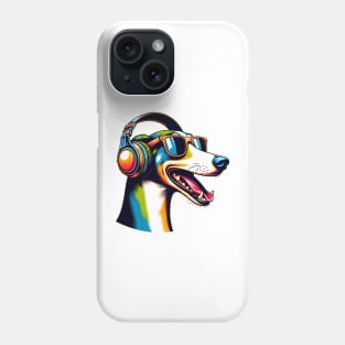 Smiling Saluki DJ Enjoys Beats in Japanese Art Phone Case