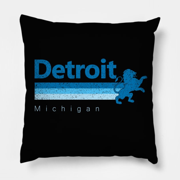 Vintage Detroit Football Retro Michigan At Sunday Gameday Pillow by boxersettle