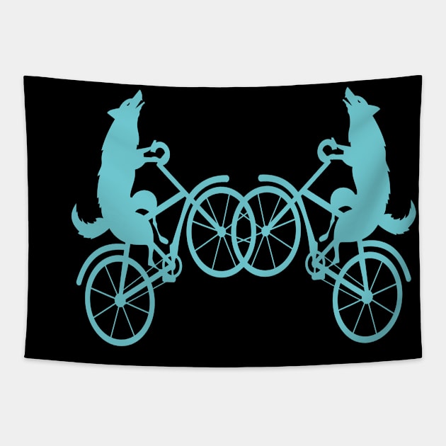 Wolf bicycle nice cute cool colorful Tapestry by Okuadinya