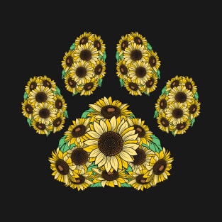 Sunflower Dog Cat Paw T-Shirt