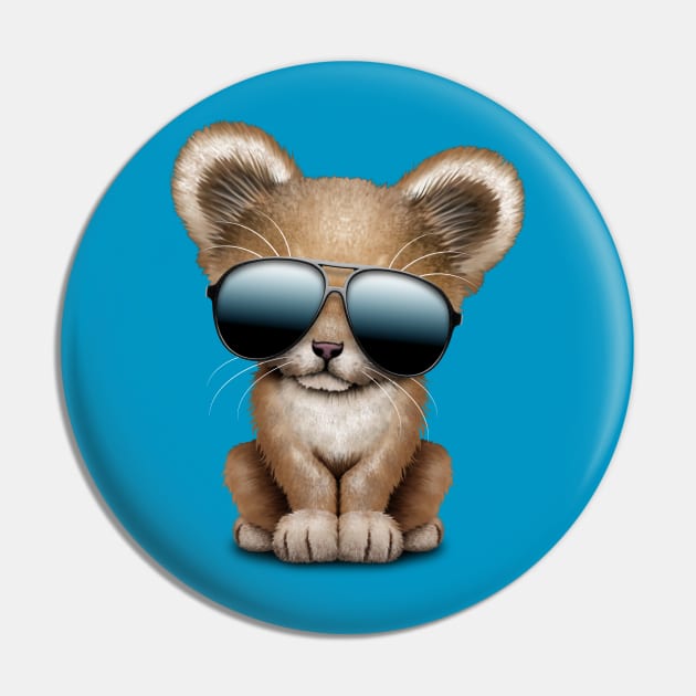 Cute Baby Lion Wearing Sunglasses Pin by jeffbartels