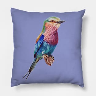 Lilac-Breasted Roller Bird Painting (no background) Pillow