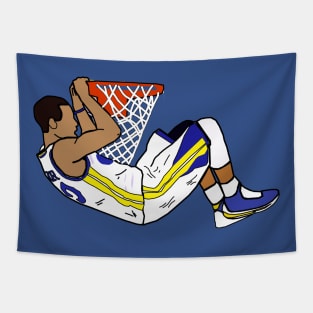 Steph Curry Dunk Hang on The Rim - Golden State Warriors Tapestry