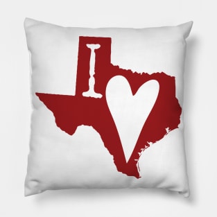 Red I Heart Texas, I Love Texas Pillow