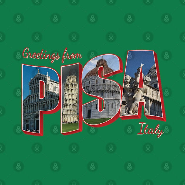 Greetings from Pisa in Italy Vintage style retro souvenir by DesignerPropo