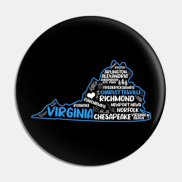 Charlottesville Virginia cute map Virginia Beach, Chesapeake, Norfolk, Richmond, Newport News, Alexandria, Hampton, Roanoke, Suffolk, Reston Pin by BoogieCreates