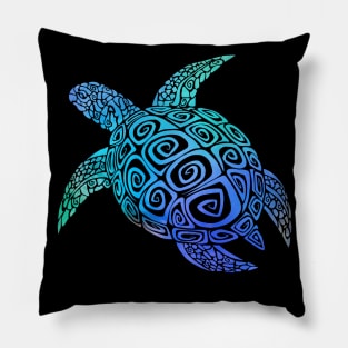 Blue mandala turtle Pillow