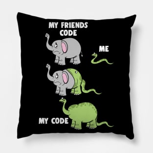 My Friends Code And Me Snake Eating Elephant Pillow