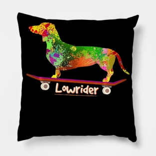 Lowrider Funny Dog shirt Dachshund Weiner Dog Skateboard Pillow