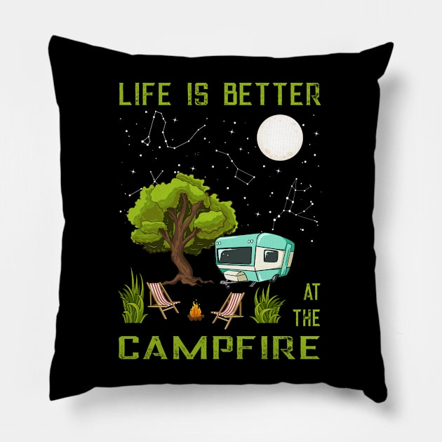 Camping Life is better at Campfire Pillow by shirtontour