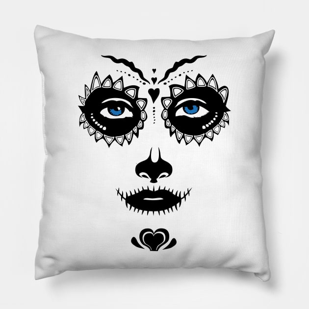 Sugar Skull Face Pillow by BlackPawCanvas