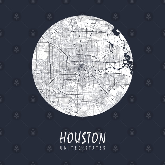 Houston, USA City Map - Full Moon by deMAP Studio