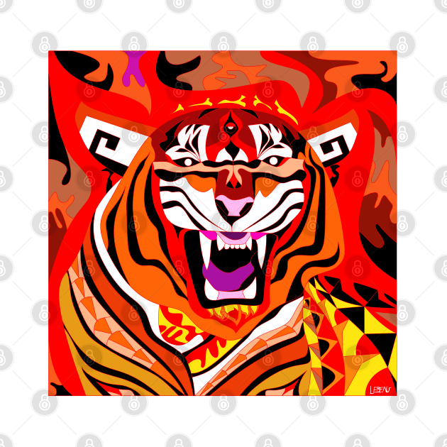 red crimson china tiger ecopop in bengal flames wallpaper by jorge_lebeau