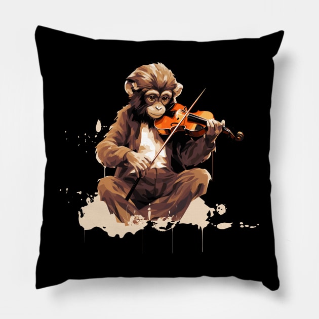 Monkey Playing Violin Pillow by Graceful Designs