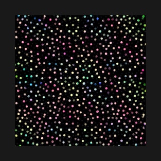 Elegant Iridescent Glitter Dots Black Design T-Shirt