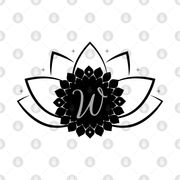 W - Lotus Flower Monogram by Mazzlo Shop