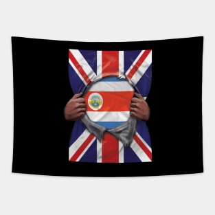 Costa Rica Flag Great Britain Flag Ripped - Gift for Costa Rican From Costa Rica Tapestry