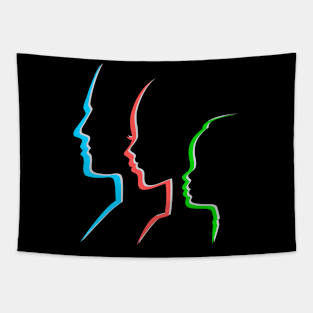 Family day, design face, family, father, female, girl, group Tapestry