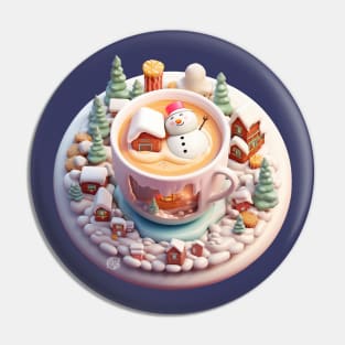 Kawaii snowman cappuccino Pin