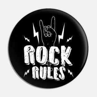 Rock Rules Rock And Roll Music Inspired Graphic Pin