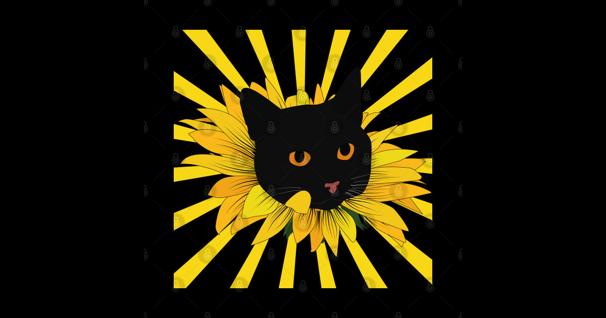 Cat in a sunflower Cat In A Sunflower Sticker TeePublic