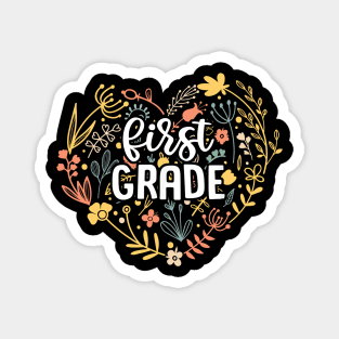 First Grade Floral Heart Back To School Magnet