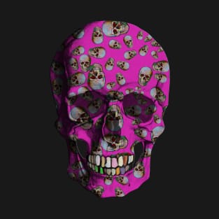 Happy Skulls Random Pattern (Fuschia) T-Shirt