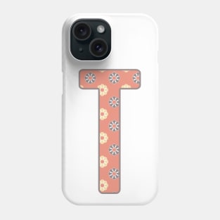 MONOGRAM LETTER T PINK FLORAL TYPOGRAPHY DESIGN Phone Case