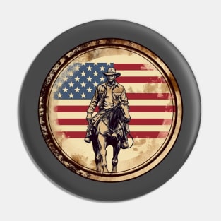A Cowboy and an American Flag Pin
