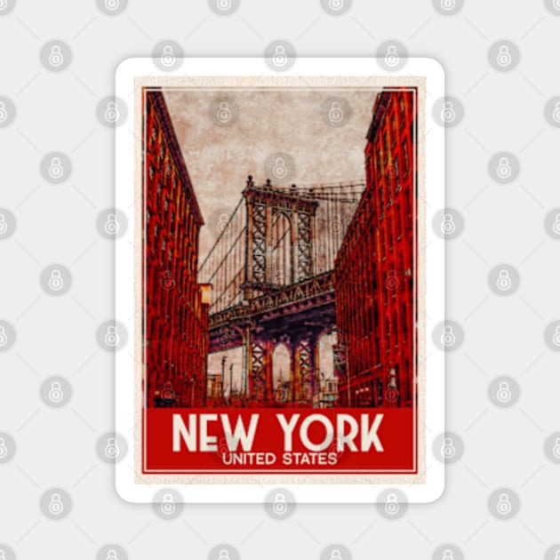 New York City USA Travel Art Magnet by faagrafica