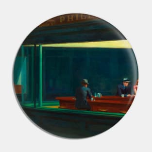 Edward Hopper - Nighthawks - Minimalist Exhibition Art Poster Pin