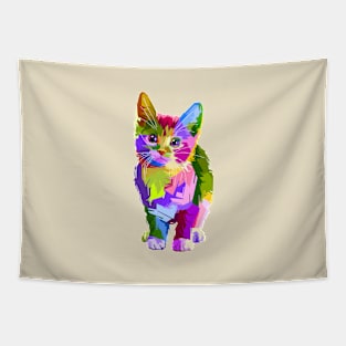 Cute and Colorful Abstract Cat Tapestry