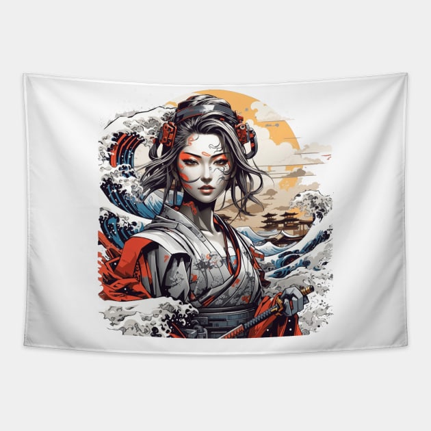 Samurai Girl Tapestry by Kayano