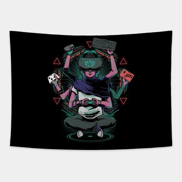 God of gaming Tapestry by doodledraw