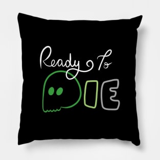 Ready To Die Emo Skull (Aromantic/Agender Colors) Pillow