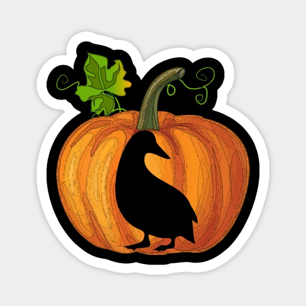 Duck in pumpkin Magnet by Flavie Kertzmann