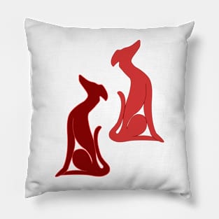 Greyhound Sitting Red Pillow