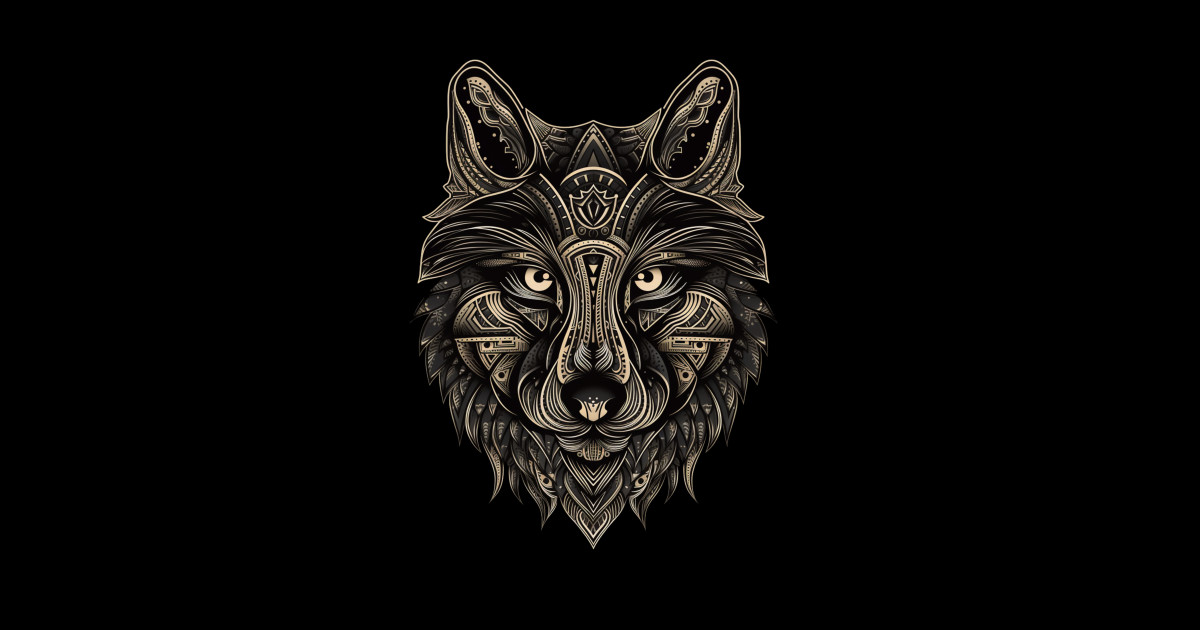 fantasy vintage wolf face - Wolf Face - Sticker | TeePublic