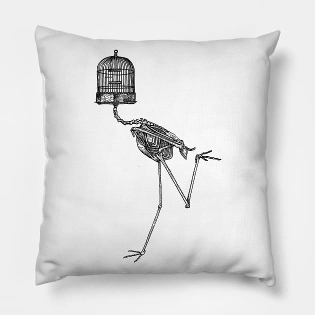Running bird skeleton Pillow by kiryadi