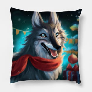 Cute Alpha Wolf Drawing Pillow