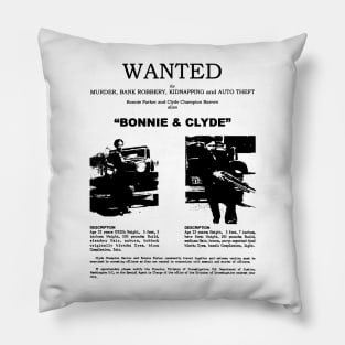 Bonnie and Clyde Wanted Pillow