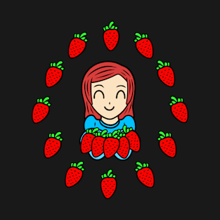 Cute girl with strawberries T-Shirt
