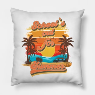 Schools out for summer Retro quote groovy teacher vacation Pillow